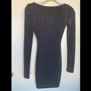 Bodycon black/silver sparkle dress with open back